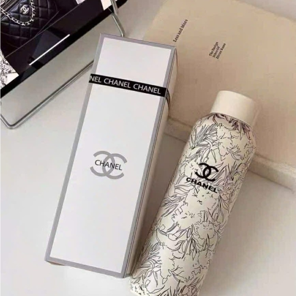 Brand New CHANEL Black and White Floral Bottle